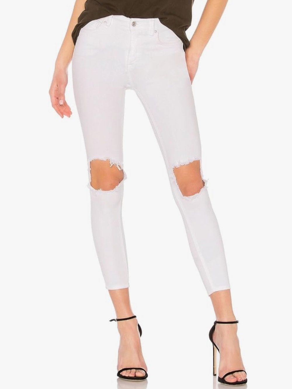 Free People Skinny Jeans Women's White High Rise Distressed Denim 5-Pocket 29